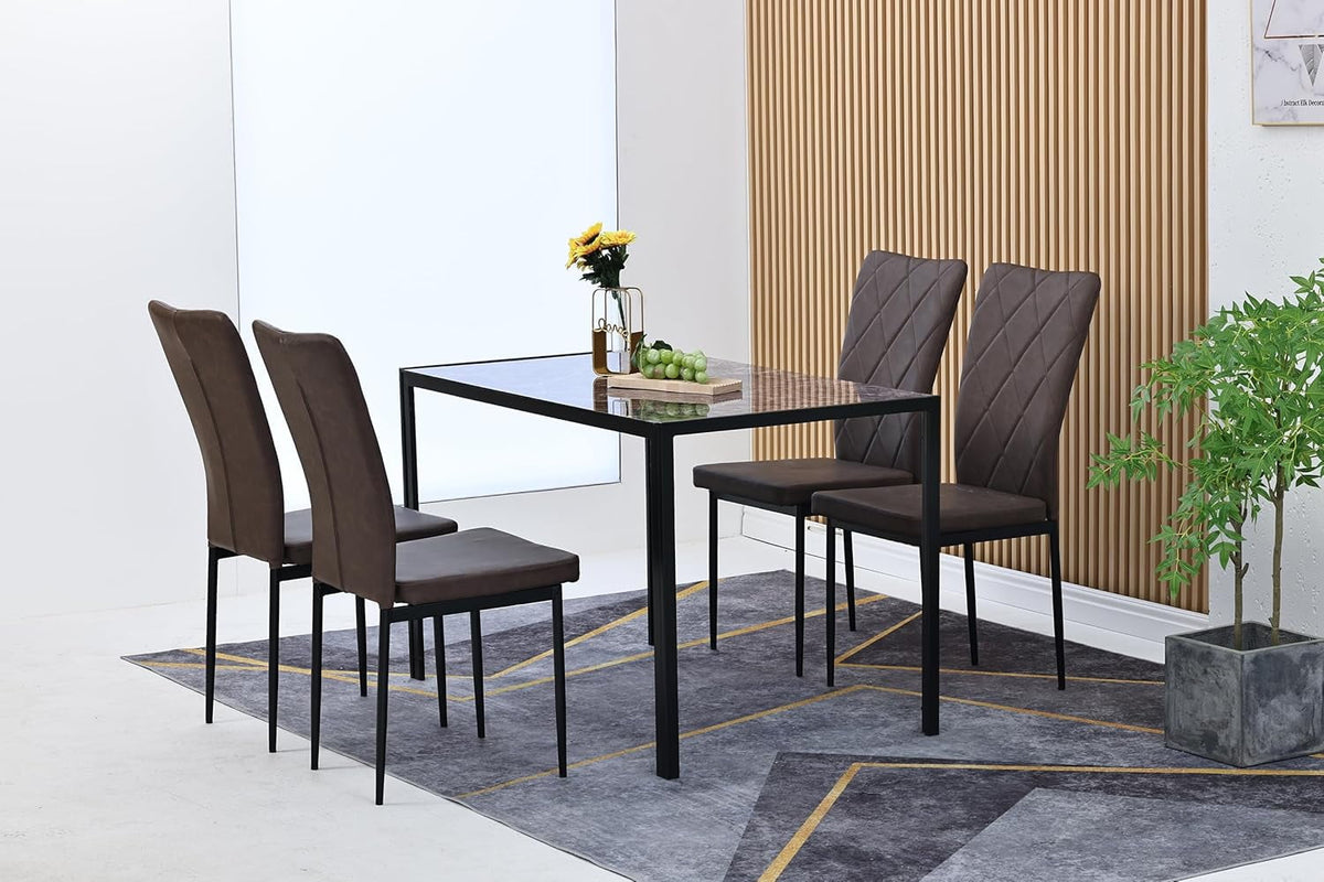 Superjoe 47" Dining Table for 2-4People, Industrial Glass Style Apartment Dinning Room Dinette Tables for Eating Dinner,Brown