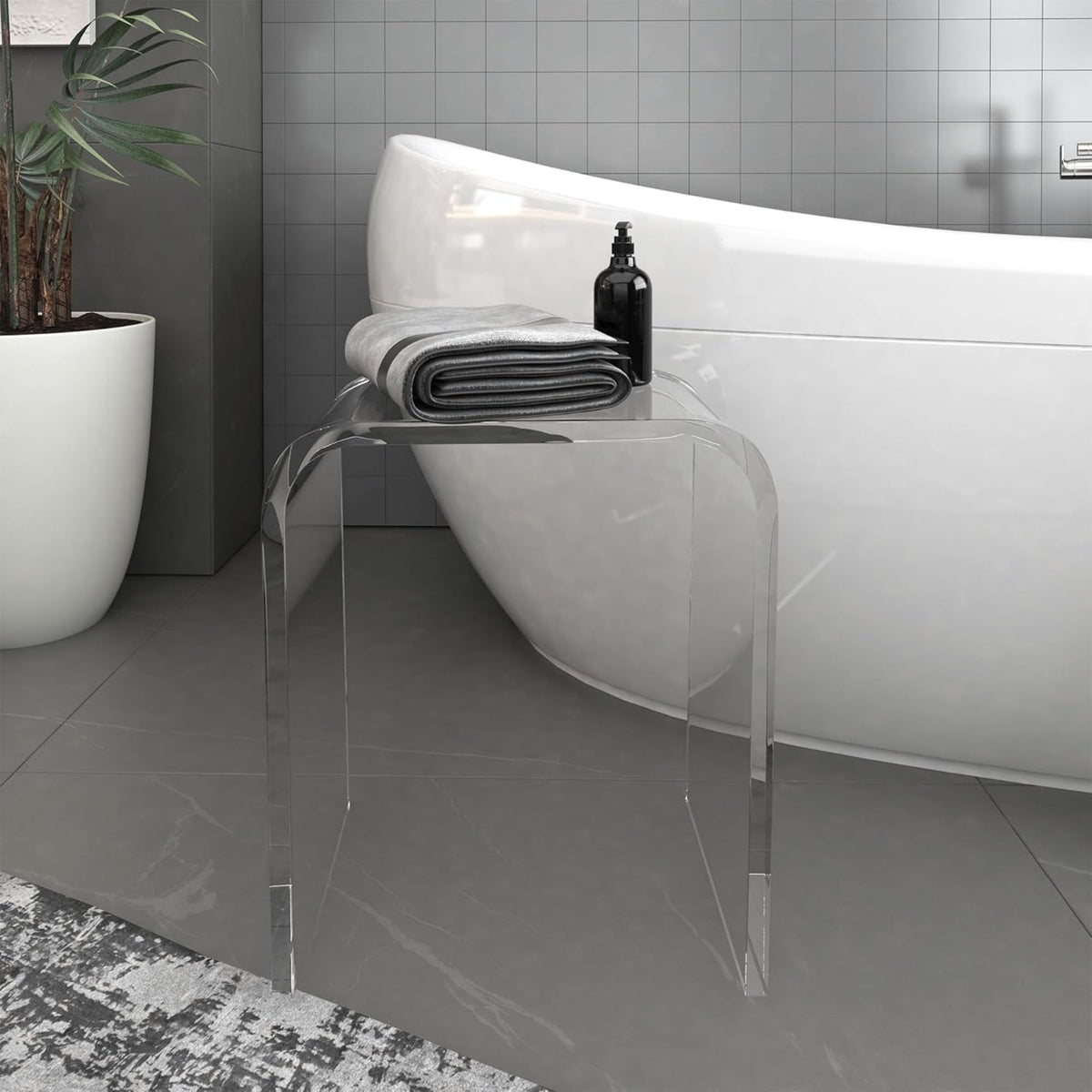 CozyHome Acrylic End Table, Contemporary Square Nightstand and Side Table, Clear Lucite Coffee Table with Waterfall Edges for Small Living Room, Bathroom, Bedroom and Office£¬2 Pcs