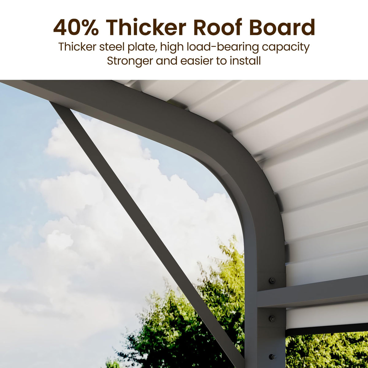 RoyalCraft 12x20 FT Metal Carport, Heavy Duty Canopy with Updated Roof & Enhanced Base, Multi-Use Carport Garage for Car, Truck, Boat, Tractors, Party, Grey