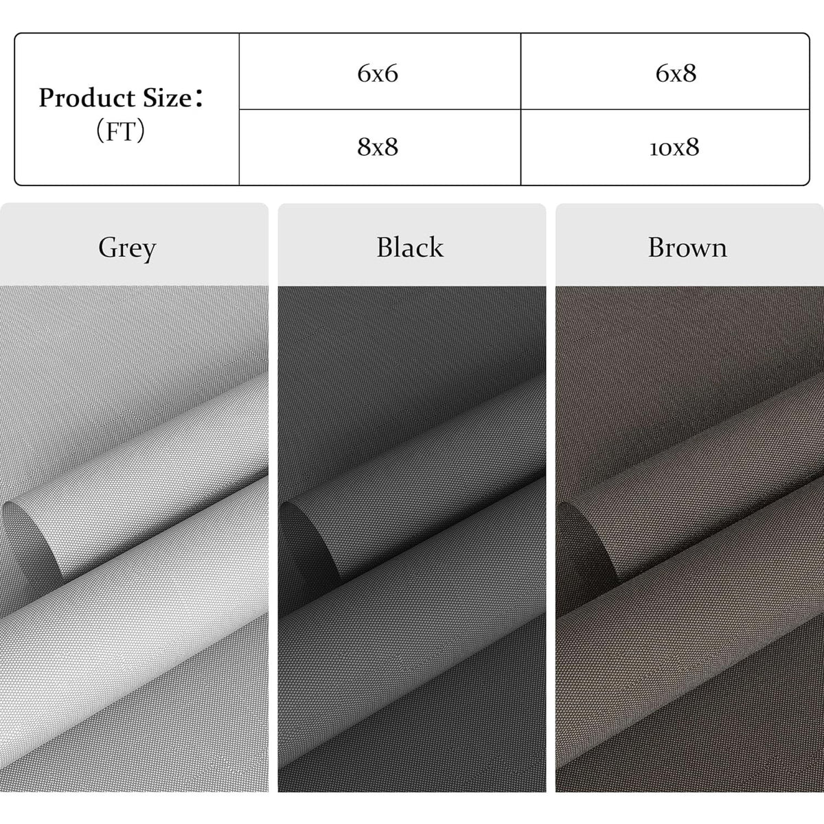 Royalcraft Cordless Outdoor Roller Sun Shade with Pole,8'Wx8'H 420GSM 95% Blockout Waterproof Outdoor Blinds Roll Up for Gazebo Porch, Deck, Pergola,Black