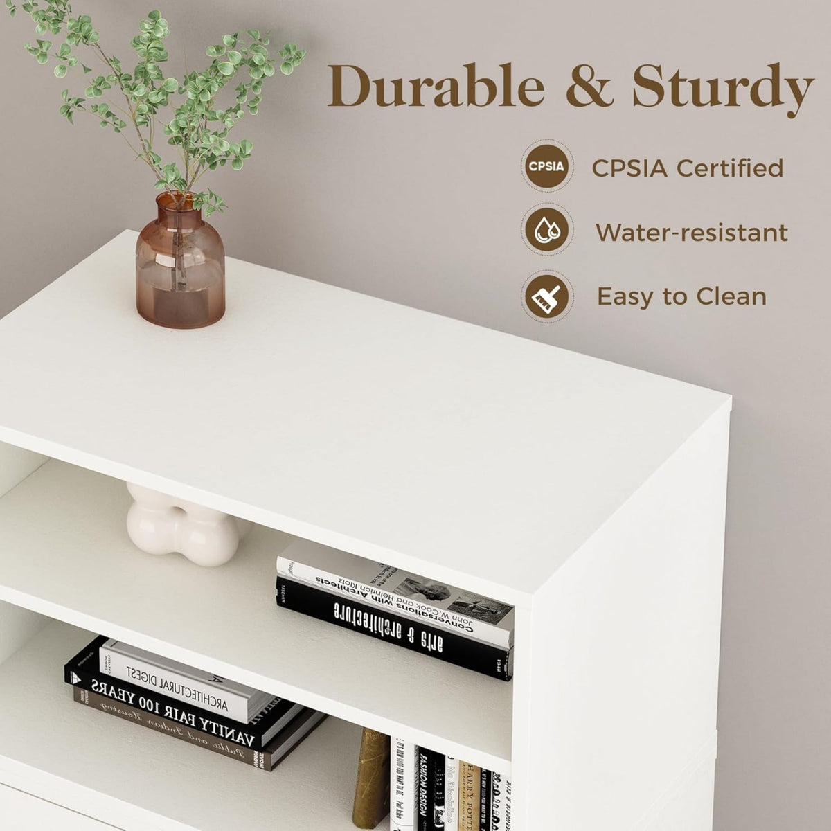 CozyHome Cube Storage Organizer, 2 Tiers Stackable Bookcase with Adjustable Shelf, White Single Cube Shelf, Modular Storage System, Wooden Display Shelf for Living Room, Bedroom, Apartment, Dorm