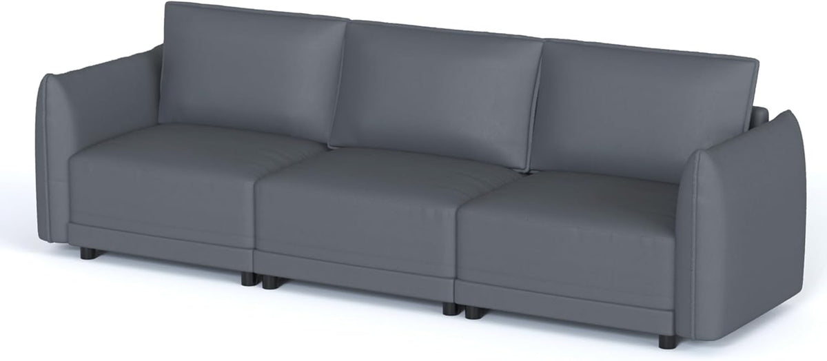 110" Convertible Sectional Sofa Couch, 3-Seat Modular Couch, Multi-Functional Wear-Resistant Faux Leather Couches,Comfy Sofa for Living Room, Apartment and Office, Grey sectional sofa couch sectional sofa couch sectional sofa couch