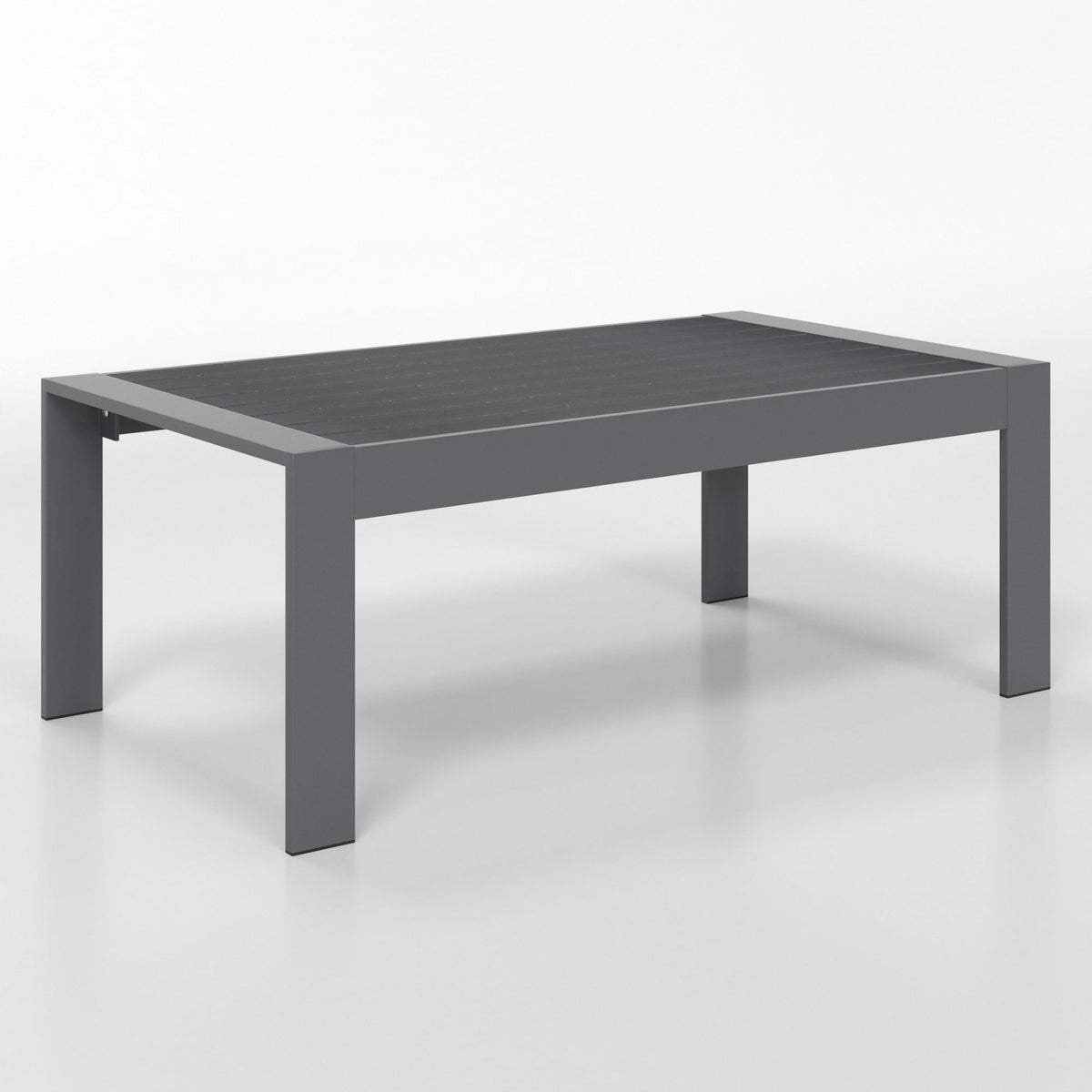 Superjoe Outside Patio Aluminum Coffee Table, Outdoor End Table with Aluminum Frame, Modern All-Weather Metal Rectangle Table Garden Furniture, Dark Grey