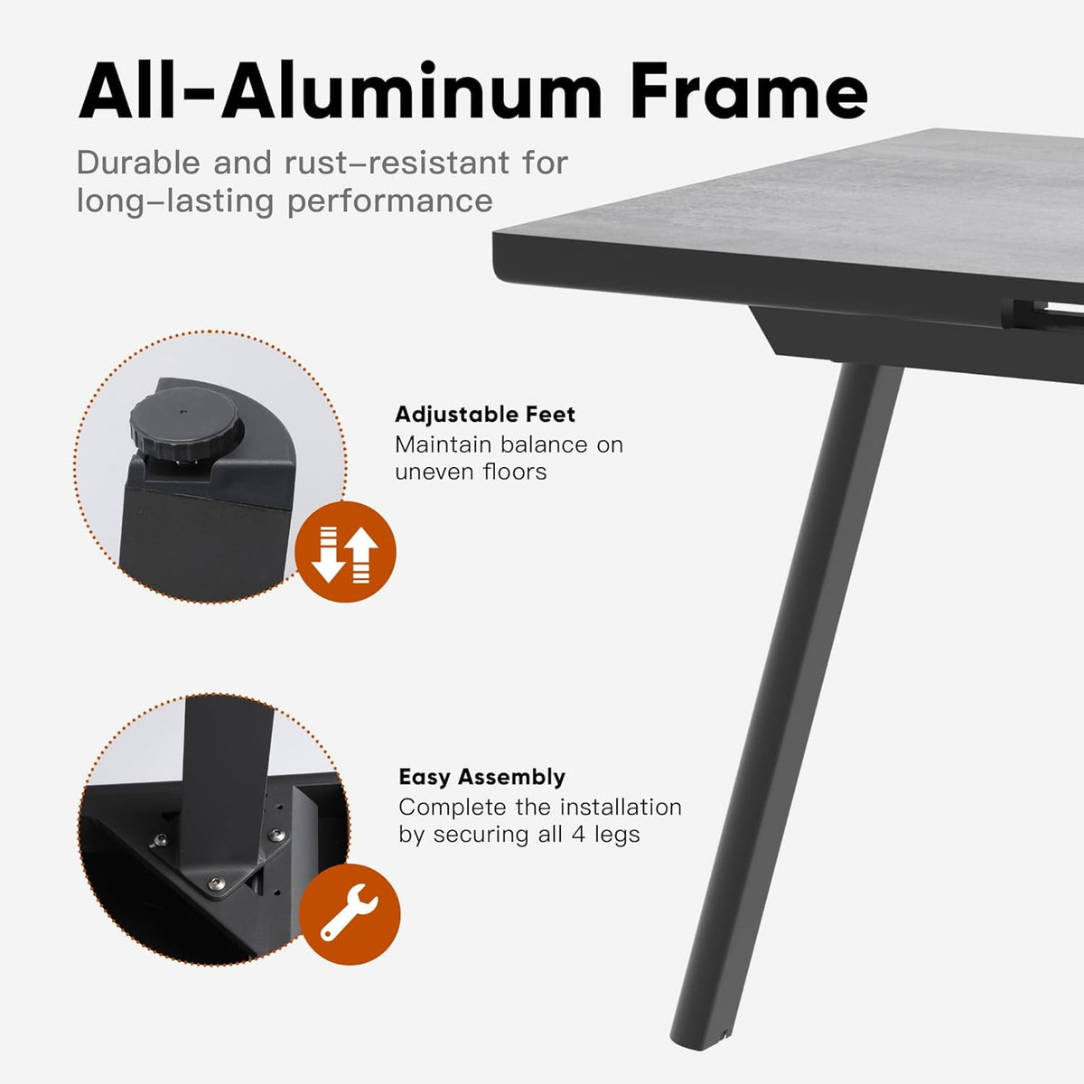 75” Dining Table for 4-8 People, Modern Extendable Dining Room Table, Rectangular Aluminum Table for Small Place, Kitchen, Living Room, Grey