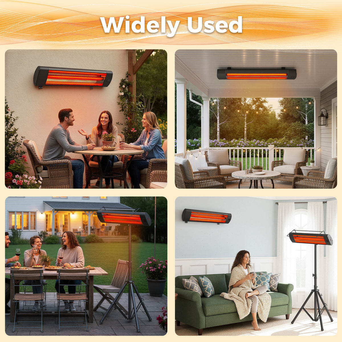 Outdoor 1500W Patio Heater, Electric Outdoor Heater with 24H Timer, IP65 Waterproof, Wall Mounted/Ceiling/Tripod Infrared Heater Outdoor, Electric Infrared Heater for Garage, Backyard, Porch