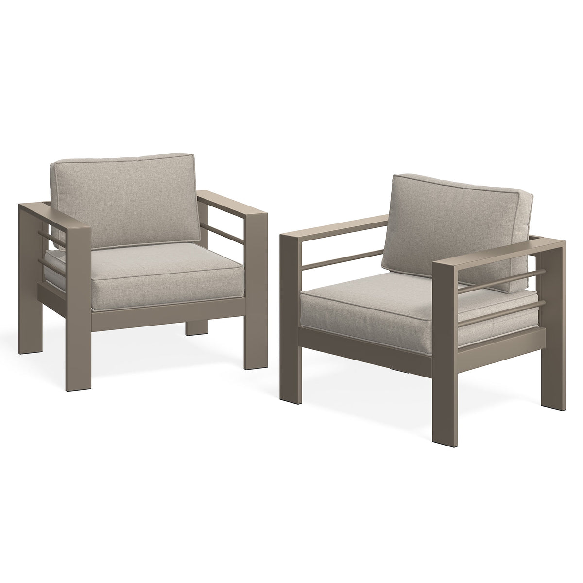 ROYALCRAFT Patio Furniture Metal Armchair Set of 2, Metal Outdoor Chairs with Upgraded Cushions, All-weather Outdoor Single Sofa for Balcony, Garden, Deck, Backyard, Black