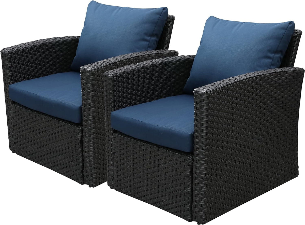 Royalcraft 2 Piece Patio Wicker Armchairs, All Weather Outdoor Rattan Chair Patio Furniture Set