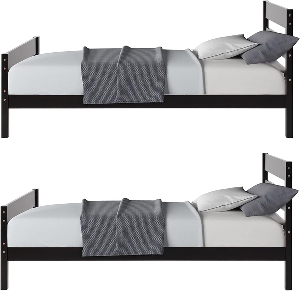 Royalcraft Twin Bed, Wood Frame with Headboard and Footboard for Children Teens Adults, Twin Platform Slat Support No Box Spring Needed, Espresso