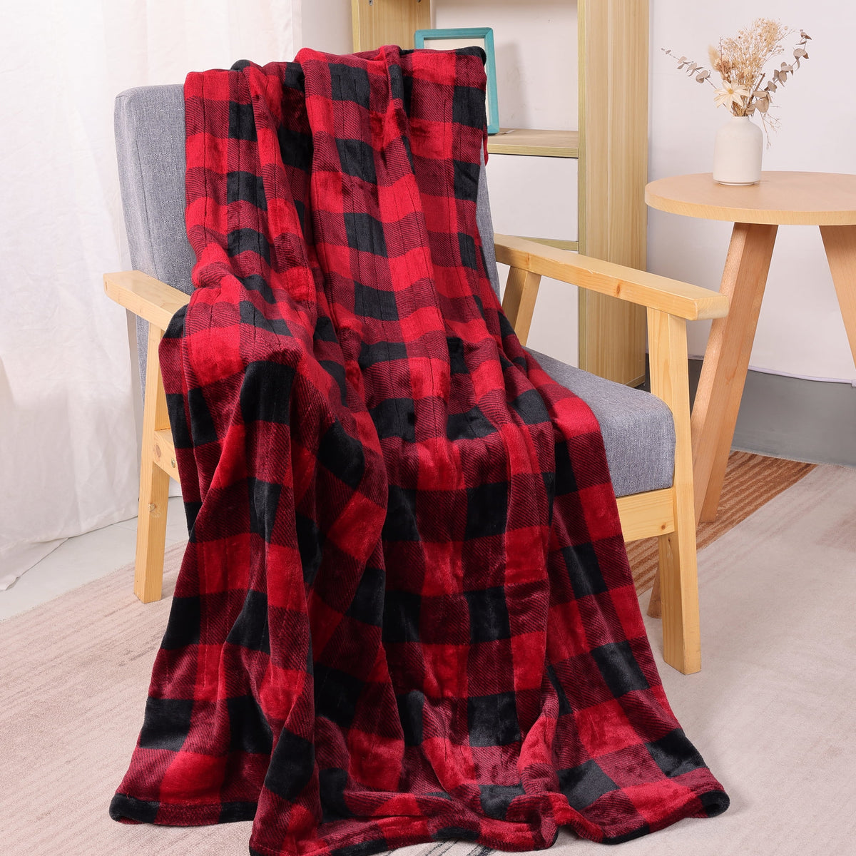 RoyalCraft Heated Blanket 50" x 60", Heating Electric Throw Blanket, 10 Heat Settings, 12 Hours Auto Off, Machine Washable, ETL Certified, Overheating Protection, Black & Red