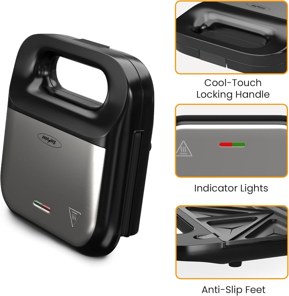 Royalcraft Waffle Iron, Panini Press Grill and Sandwich Maker Set, 3 in 1 Electric Sandwich Press with Removable Non-Stick Plates, Indicator Lights & Cool Touch Handle 750W