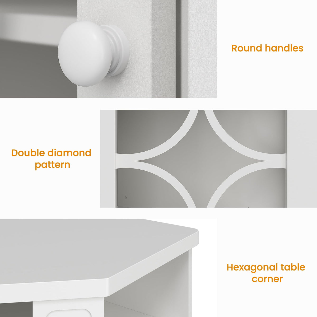 CozyHome Corner TV Stands with 18'' Fireplace, Media Console Table with Adjustable Shelves & Acrylic Doors, Entertainment Center for TVs up to 55'', Corner Cabinet for Living Room, Bedroom, White