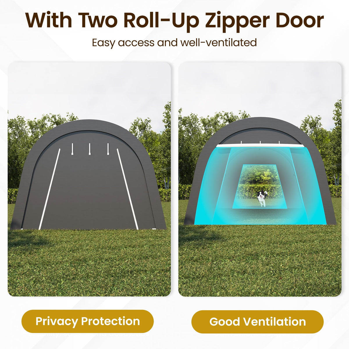 RoyalCraft Domed Carport, Portable Garage with 2 Roll up Doors, Heavy Duty Car Canopy Party Tent, All-Season Storage Shelter Shed Carport for Motorcycle, Boat, Truck, or Garden Tools, 12' x 25'
