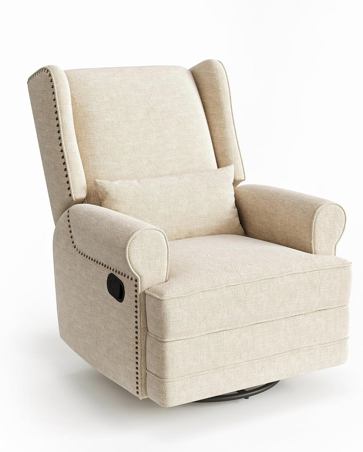 Royalcraft Swivel Nursery Glider Recliner, Comfy Upholstered Glider Chair with Lumbar Pillow and Footrest