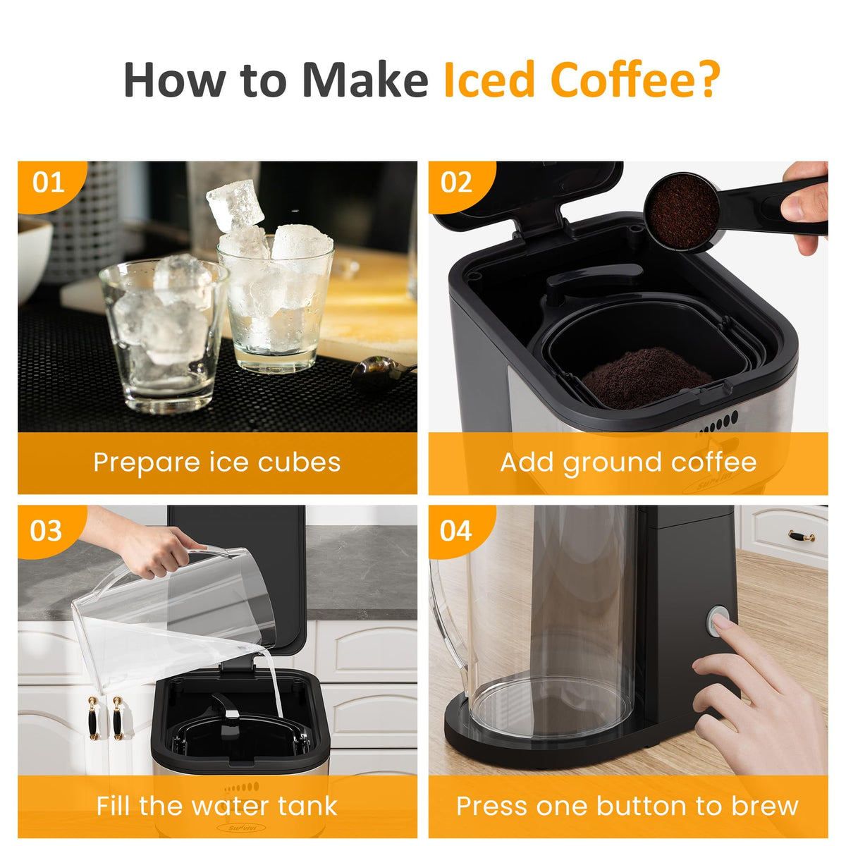Royalcraft Iced Tea Maker with 2.5-Quart Pitcher, Iced Coffee Brewing Maker for Ground Coffee, Tea Bags, Loose Leaf Tea, 7 Cups Coffee Machines for Home, Strength Control for Flavor, Black