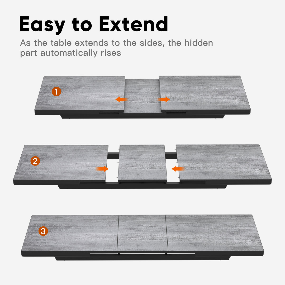 Royalcraft Patio Dining Expandable Table, 59"- 75" Aluminum Outdoor Dining Table, Rectangular Patio Table with Adjustable Feet, Metal Outdoor Table for 4-8 Person, Backyard Garden Porch Deck, Grey