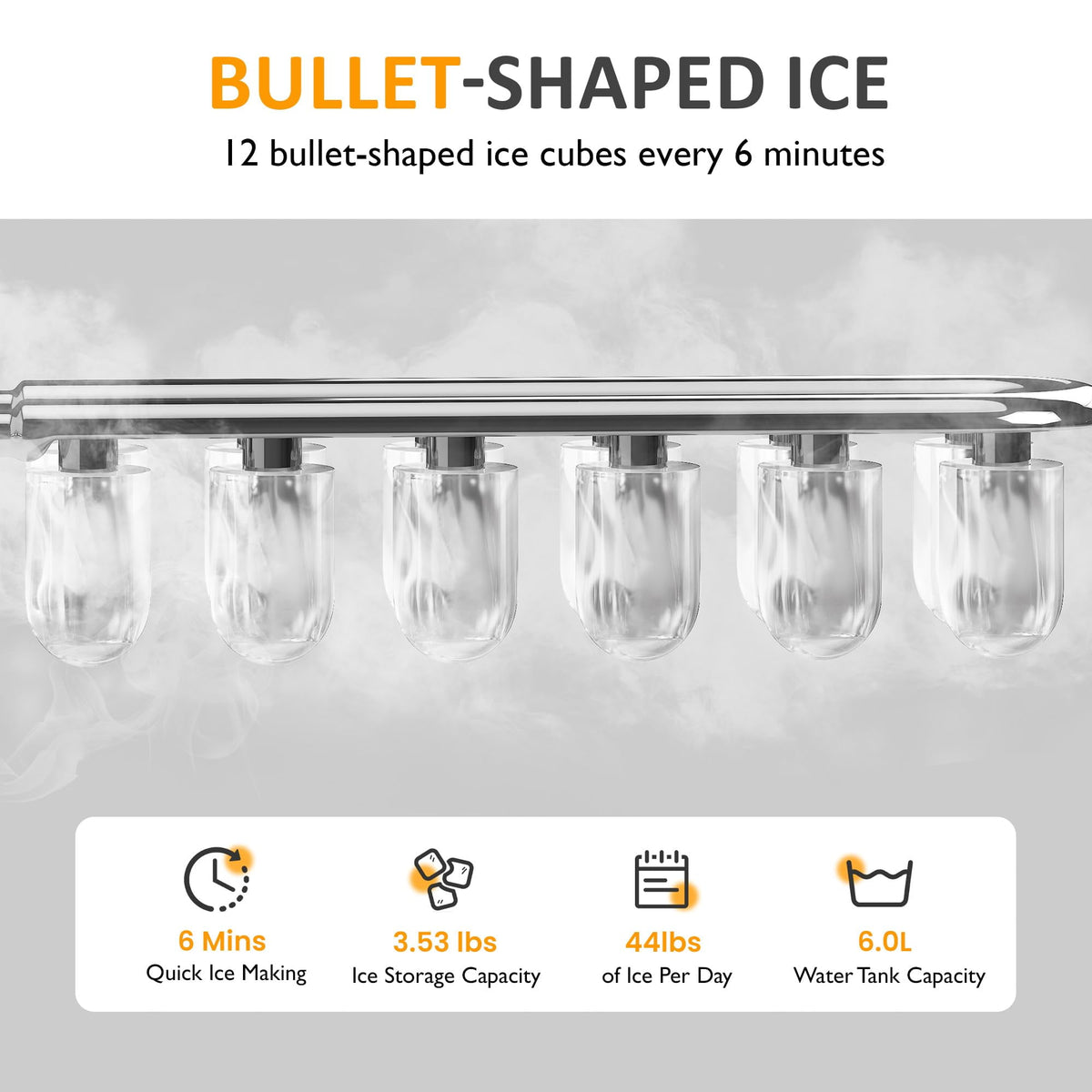 Royalcraft 3 in 1 Water Dispenser with Ice Maker, Ice Crushing & Ice Water, Nugget Ice Maker Countertop, 44lbs in 24Hrs, 12 Ice Cubes in 6 Mins, Ice Dispenser, Ideal for Home, Kitchen, RV