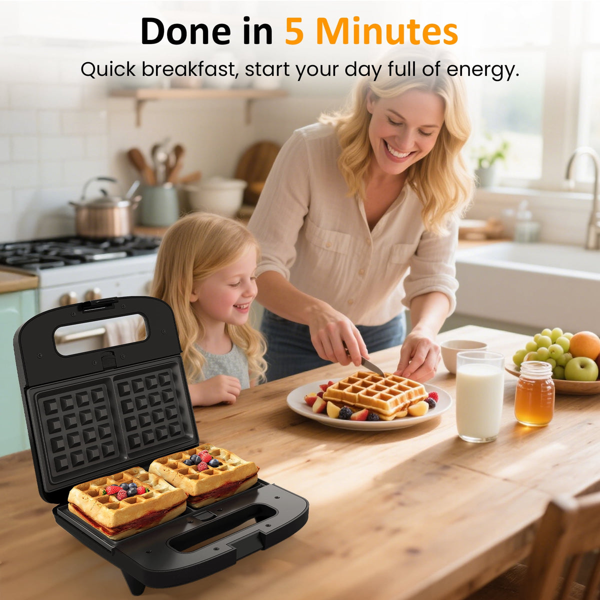 Royalcraft 3 in 1 Electric Waffle, Grill & Sandwich Maker