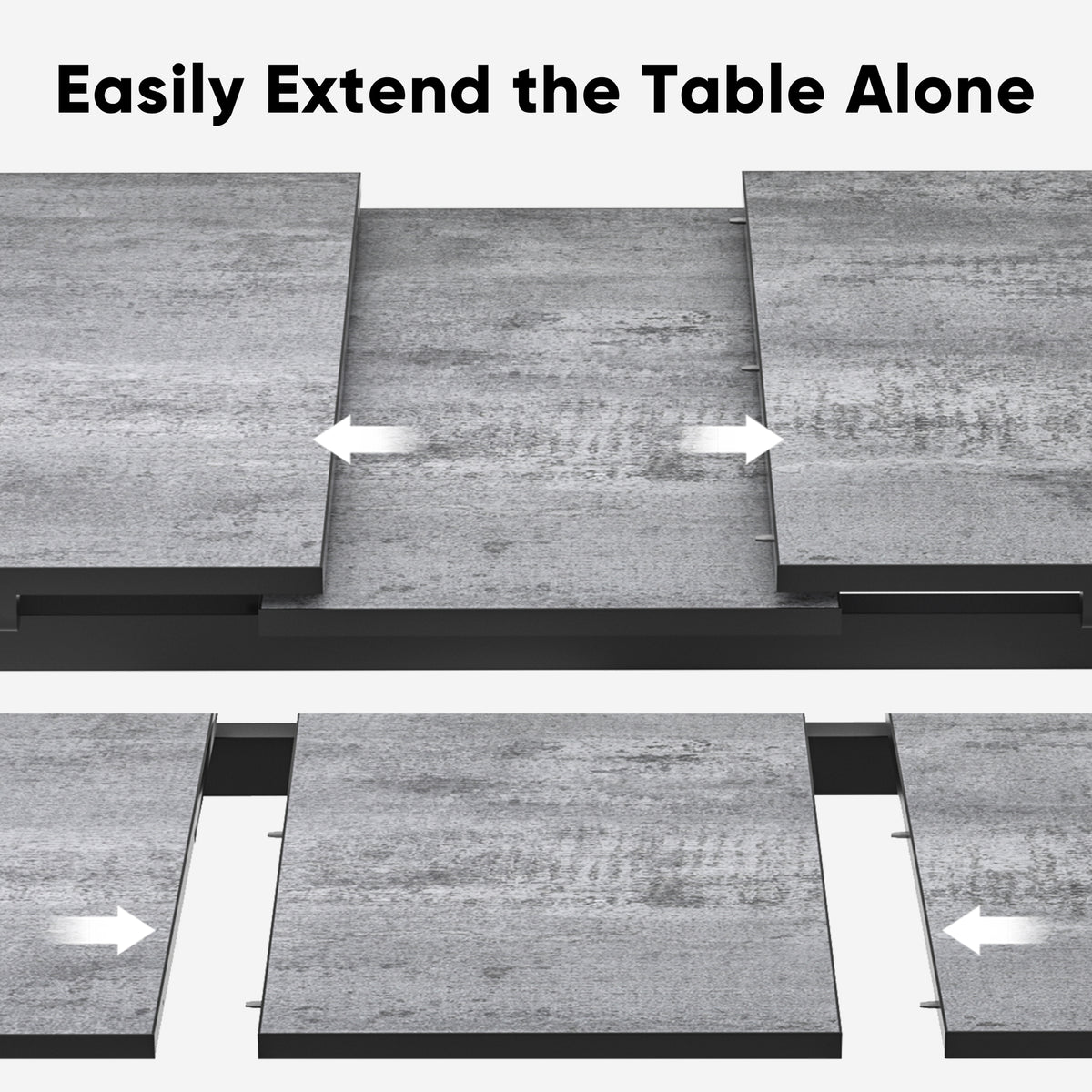 Royalcraft Patio Dining Expandable Table, 59"- 75" Aluminum Outdoor Dining Table, Rectangular Patio Table with Adjustable Feet, Metal Outdoor Table for 4-8 Person, Backyard Garden Porch Deck, Grey