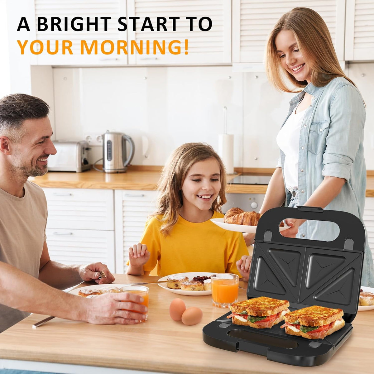 Royalcraft Waffle Iron, Panini Press Grill and Sandwich Maker Set, 3 in 1 Electric Sandwich Press with Removable Non-Stick Plates, Indicator Lights & Cool Touch Handle 750W
