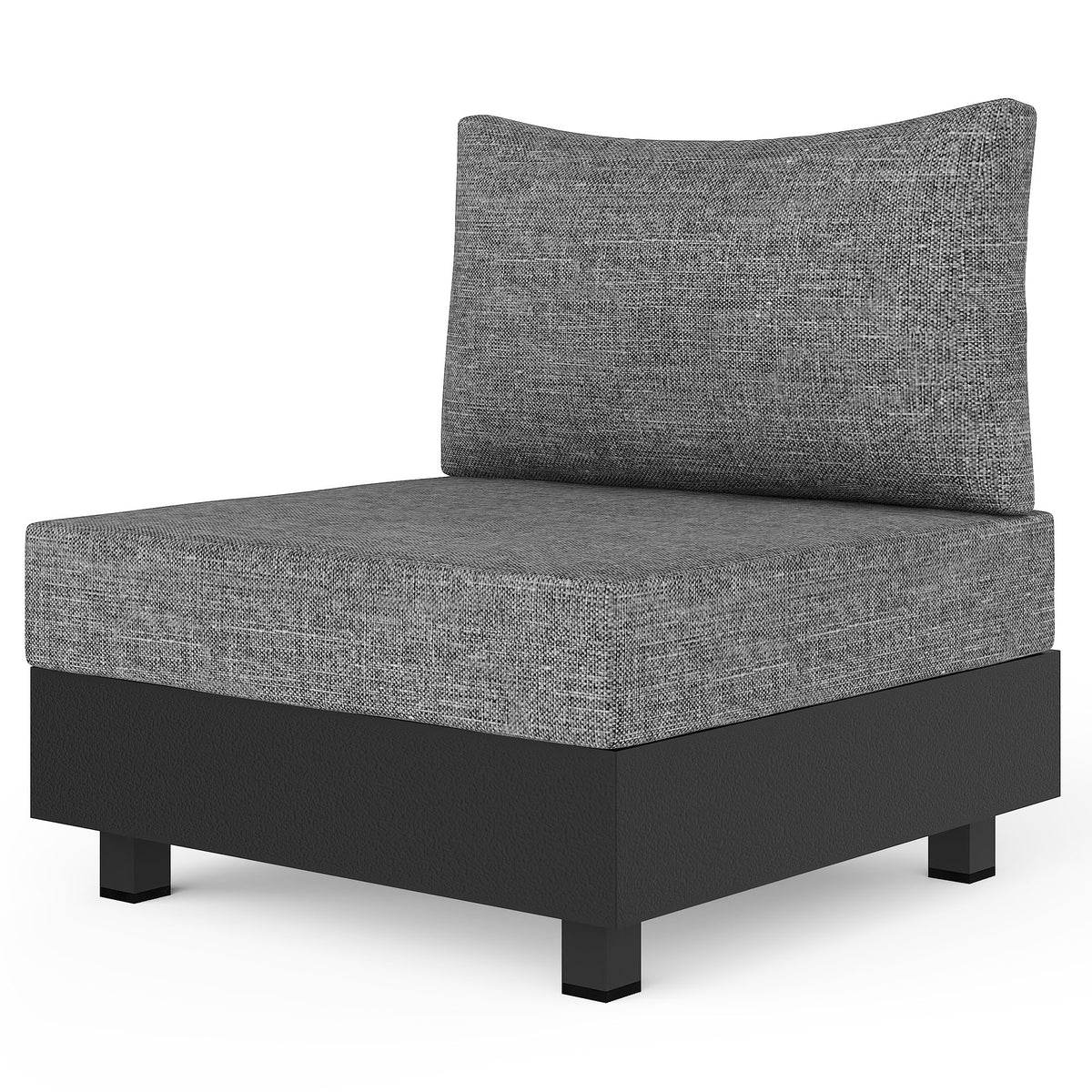 5 Pieces Aluminum Patio Furniture Set, Outdoor Sectional Sofa Conversation Sets with Coffee Table, Modular Armless Chairs Set for Pool Garden Balcony Porch, Grey