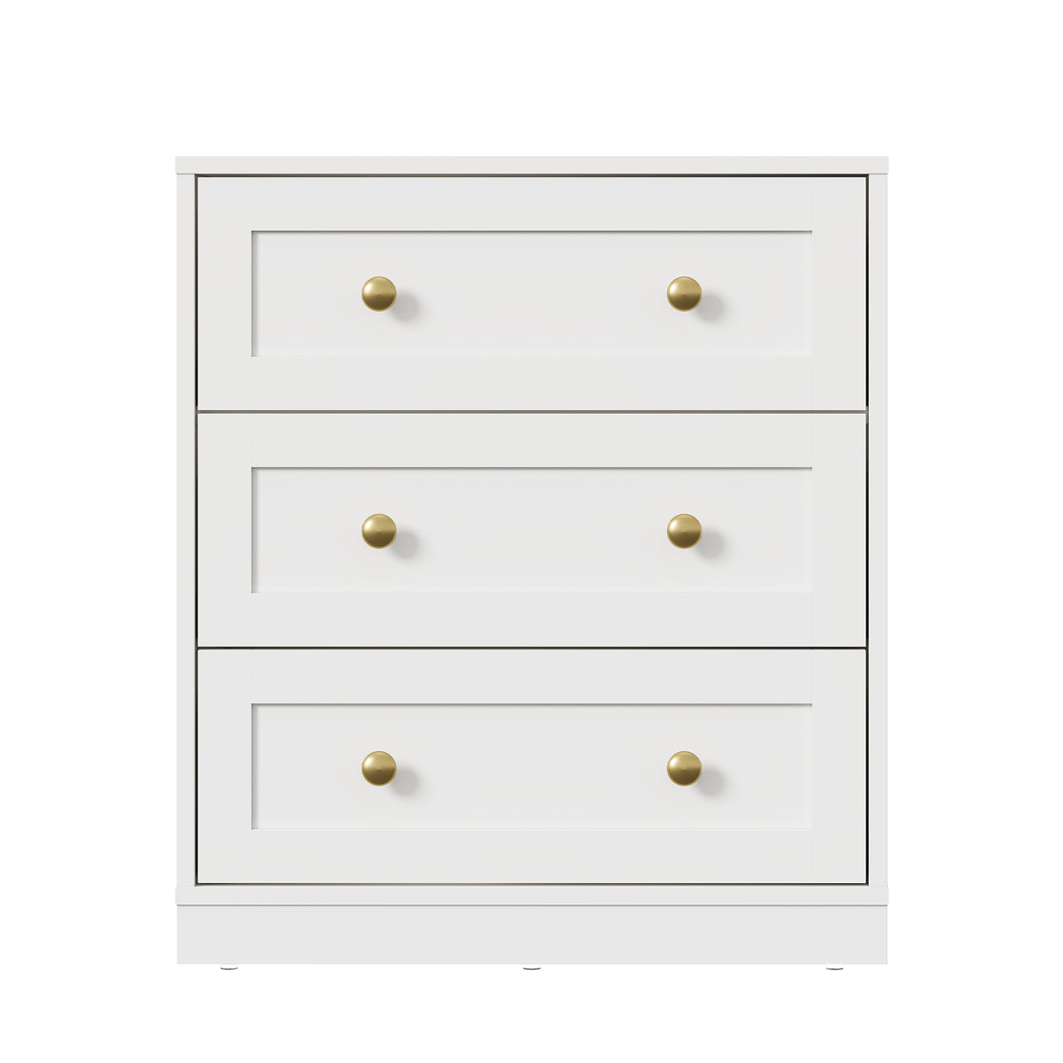 Royalcraft 3 Drawer Nightstand, Large Bedside Table with Golden Round Knobs, Modern Wood End Table, Accent Side Table Chest of Drawers for Bedroom, Living Room, Hallway, Closet