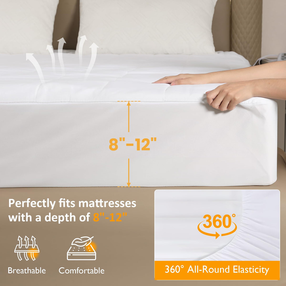 Royalcraft King Size Heated Mattress, Electric Bed Mattress Pad with 12-Hour Timer & 10 Heat Settings, Full Bed Warmer with Dual Controller, Machine Washable, 78in  x 80in