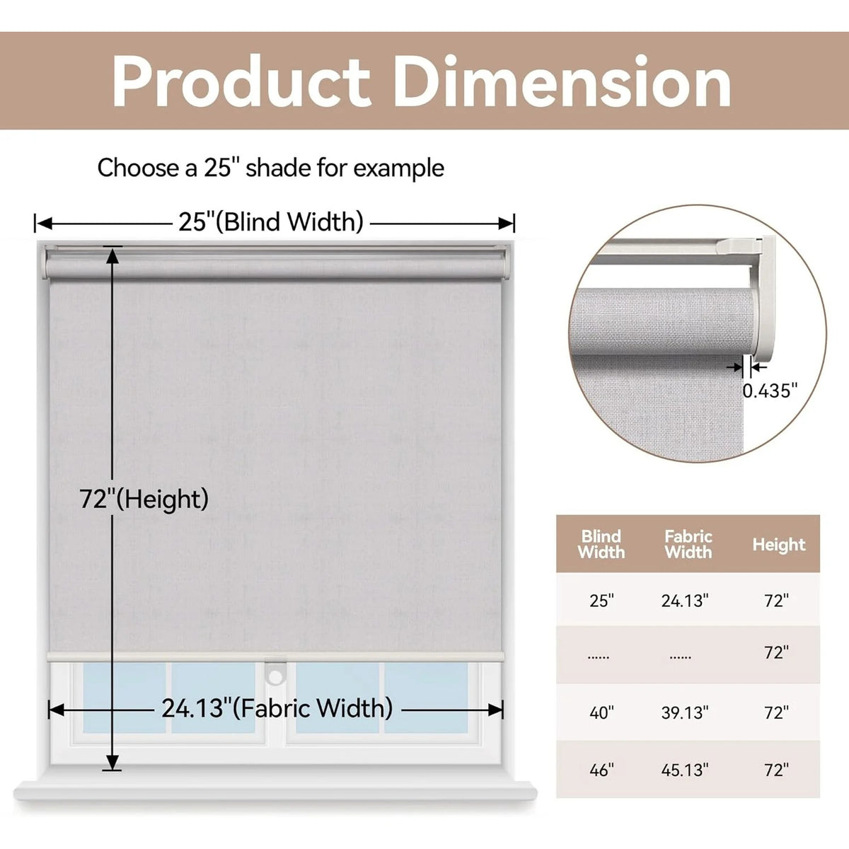 100% Blackout Roller Shades for Windows, Pull Down Shades with Thermal Insulated Waterproof Fabric