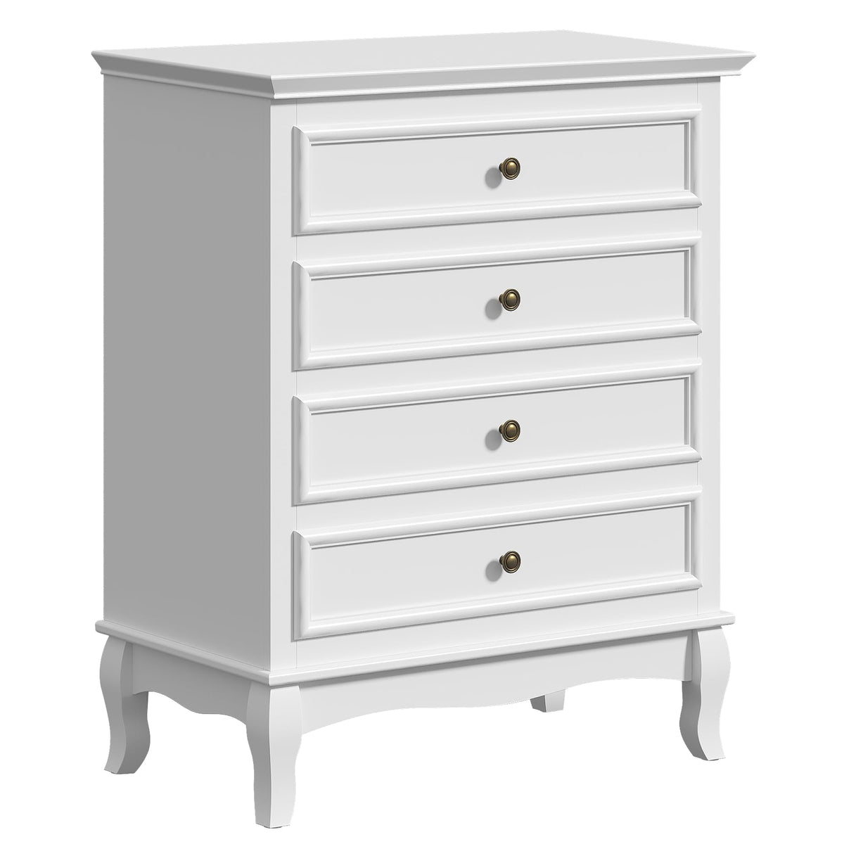 Superjoe White 4 Drawer Dresser, Large Storage Chest with Ball Bearing Slide, Wide Chest of Drawers, Modern Wood Dresser for Bedroom, Living Room, Hallway, Entryway, White