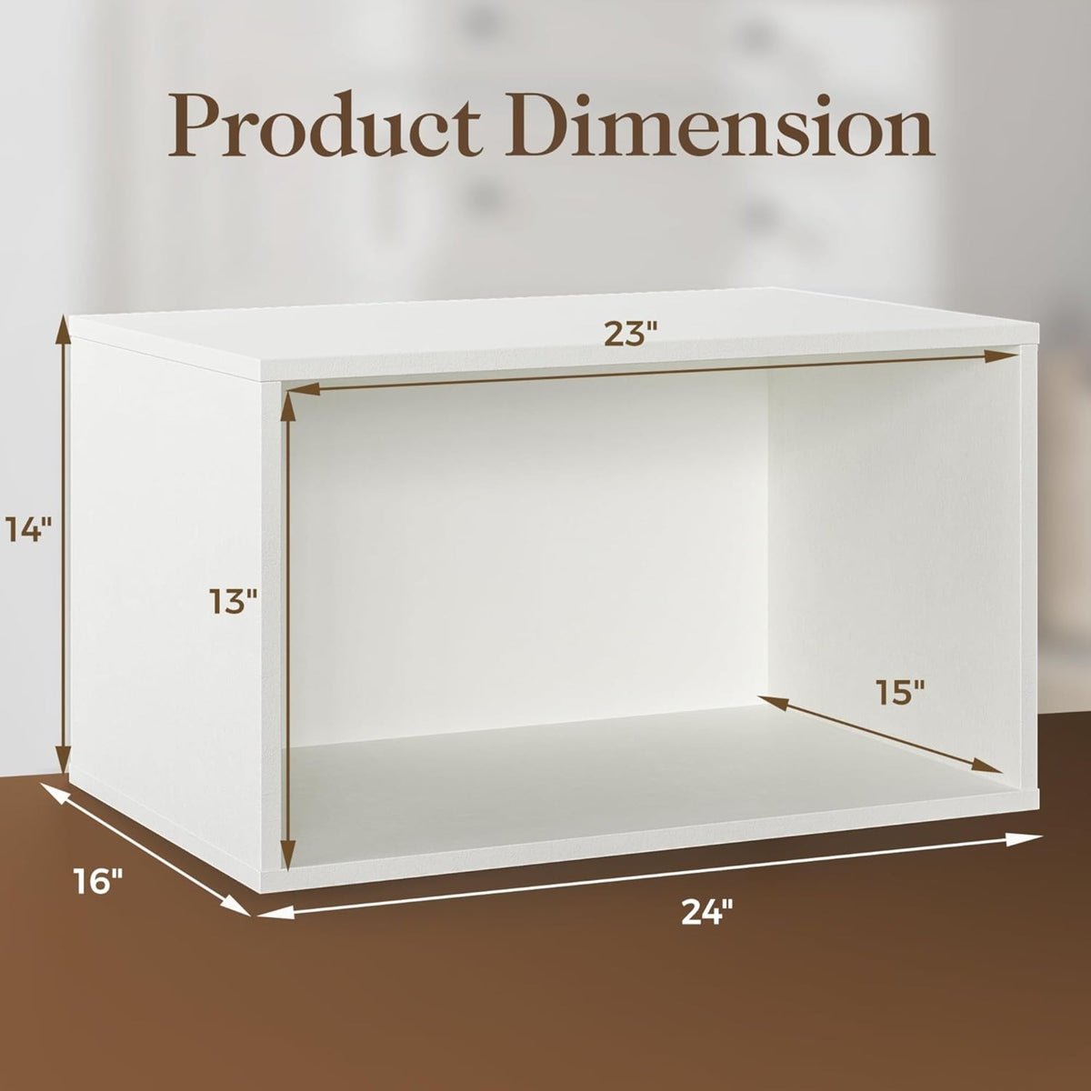 Superjoe Cube Storage Organizer, Stackable 24" Small Open Bookshelf, Single Cube Shelf, Modular Cubby Storage System, Wooden White Display Shelf for Living Room, Bedroom, Apartment, Dorm