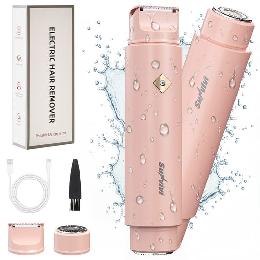 Royalcraft Versatile 2-in-1 Electric Bikini Trimmer for Women: Waterproof Pubic Razor for Face Body Bikini Underarm Leg Arm, Pink