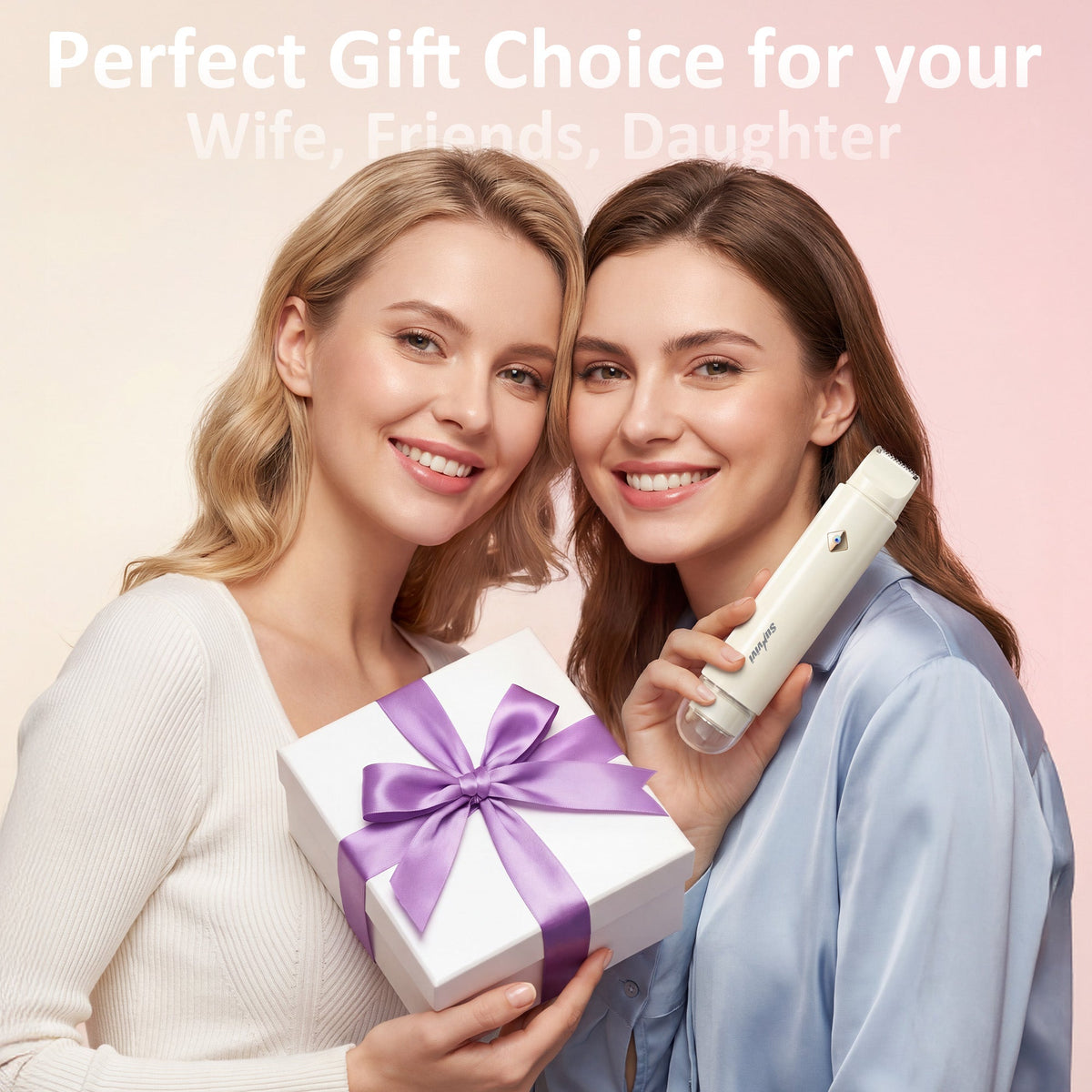 Royalcraft Versatile 2-in-1 Electric Bikini Trimmer for Women: Waterproof Pubic Razor for Face Body Bikini Underarm Leg Arm, White