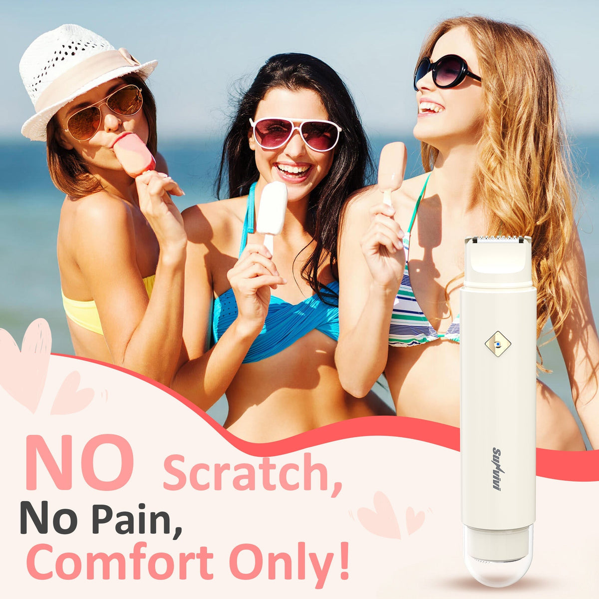 Royalcraft Versatile 2-in-1 Electric Bikini Trimmer for Women: Waterproof Pubic Razor for Face Body Bikini Underarm Leg Arm, White