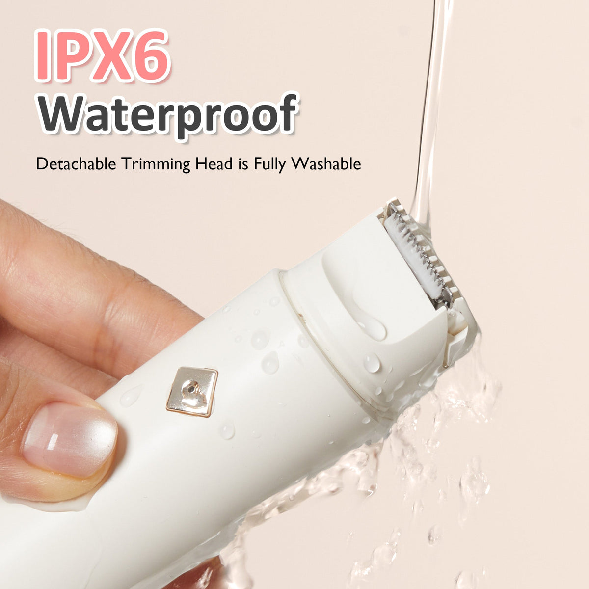 Royalcraft Versatile 2-in-1 Electric Bikini Trimmer for Women: Waterproof Pubic Razor for Face Body Bikini Underarm Leg Arm, White