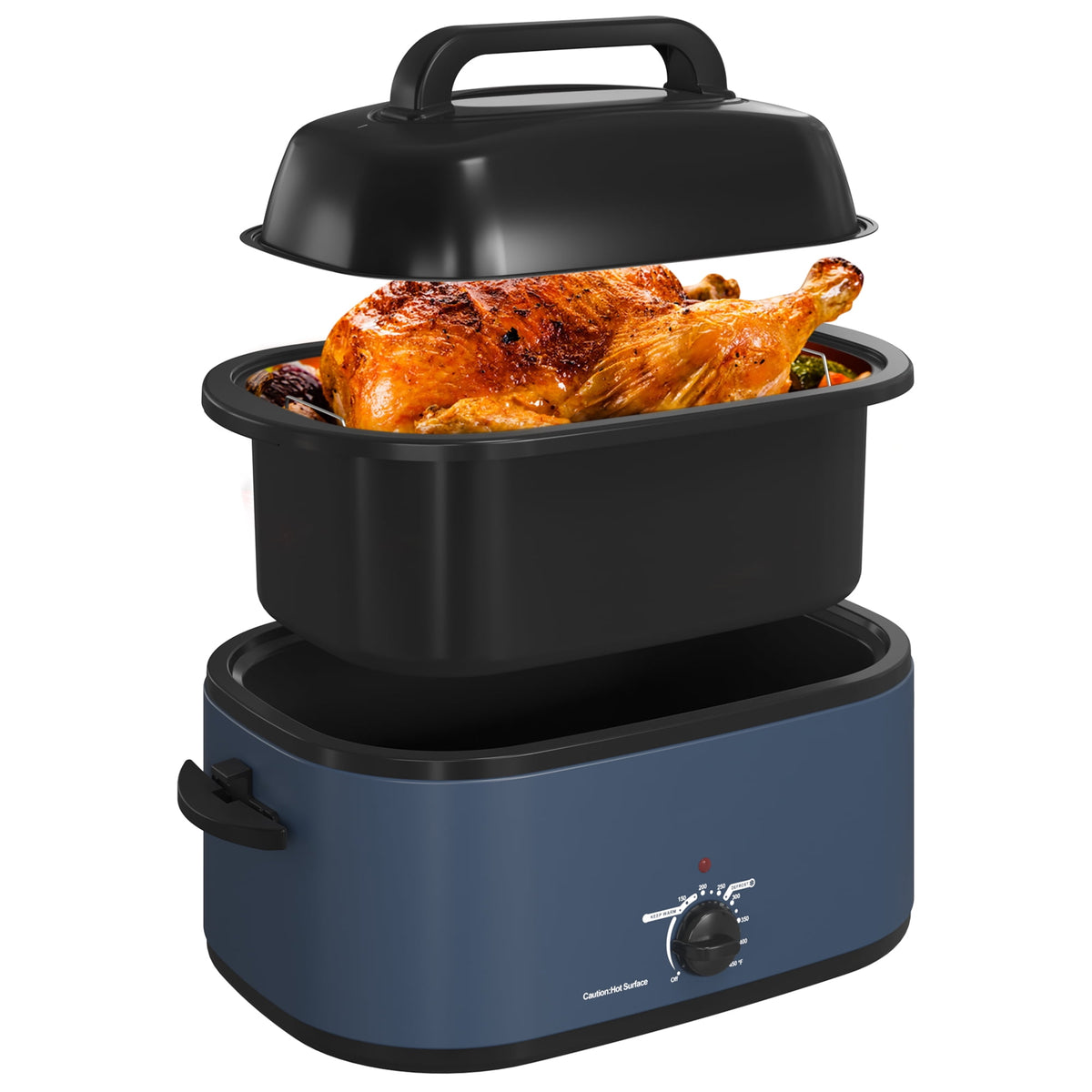 Electric Roaster,20 Quart Roasting Oven with Self-Basting Lid Removable Pan,Turkey Roaster Oven with 150 to 450F Temperature Control Cool-Touch Handles,Black