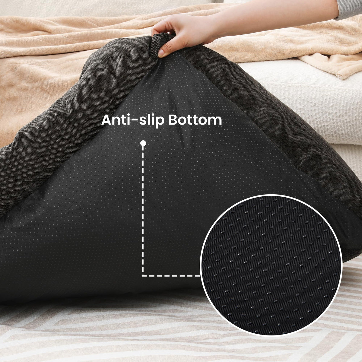 CozyHome Medium Dog Bed with Anti-Slip Bottom, Cat Bed with Removable Washable Cover, Plush Pet Bed for Dogs and Cats, Cute Dog Pillow Bed, Calming Cat Couch Bed for Indoor, Outdoor, Brown
