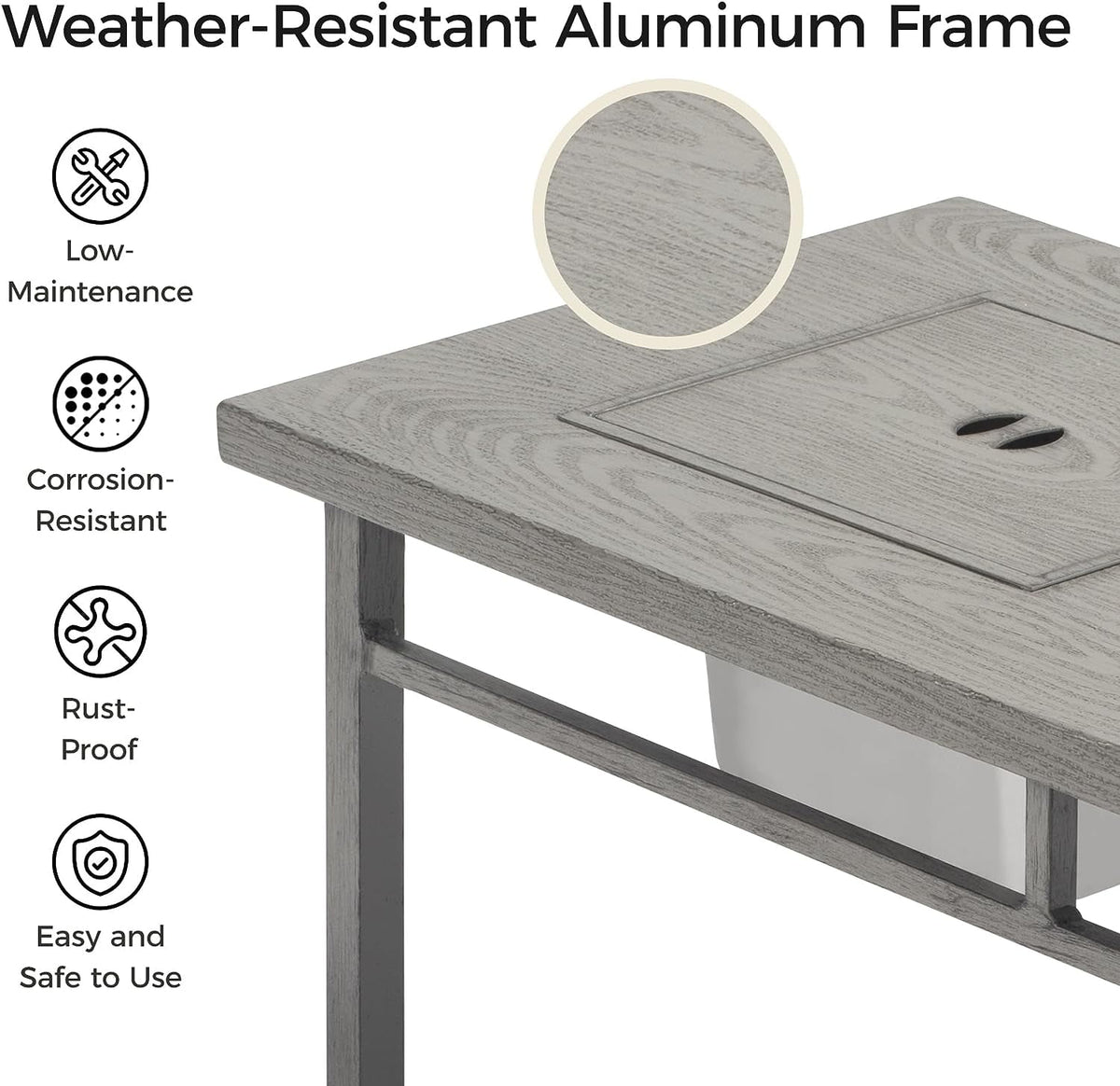 Royalcraft Aluminum Propane Fire Pit Table, 47" 50,000 BTU Multifunctional Fire Table with CSA Certification, 4.5 Gallons Ice Bucket, and Lava Rocks, 3-in-1 Coffee Table for Outdoor Patio, Grey
