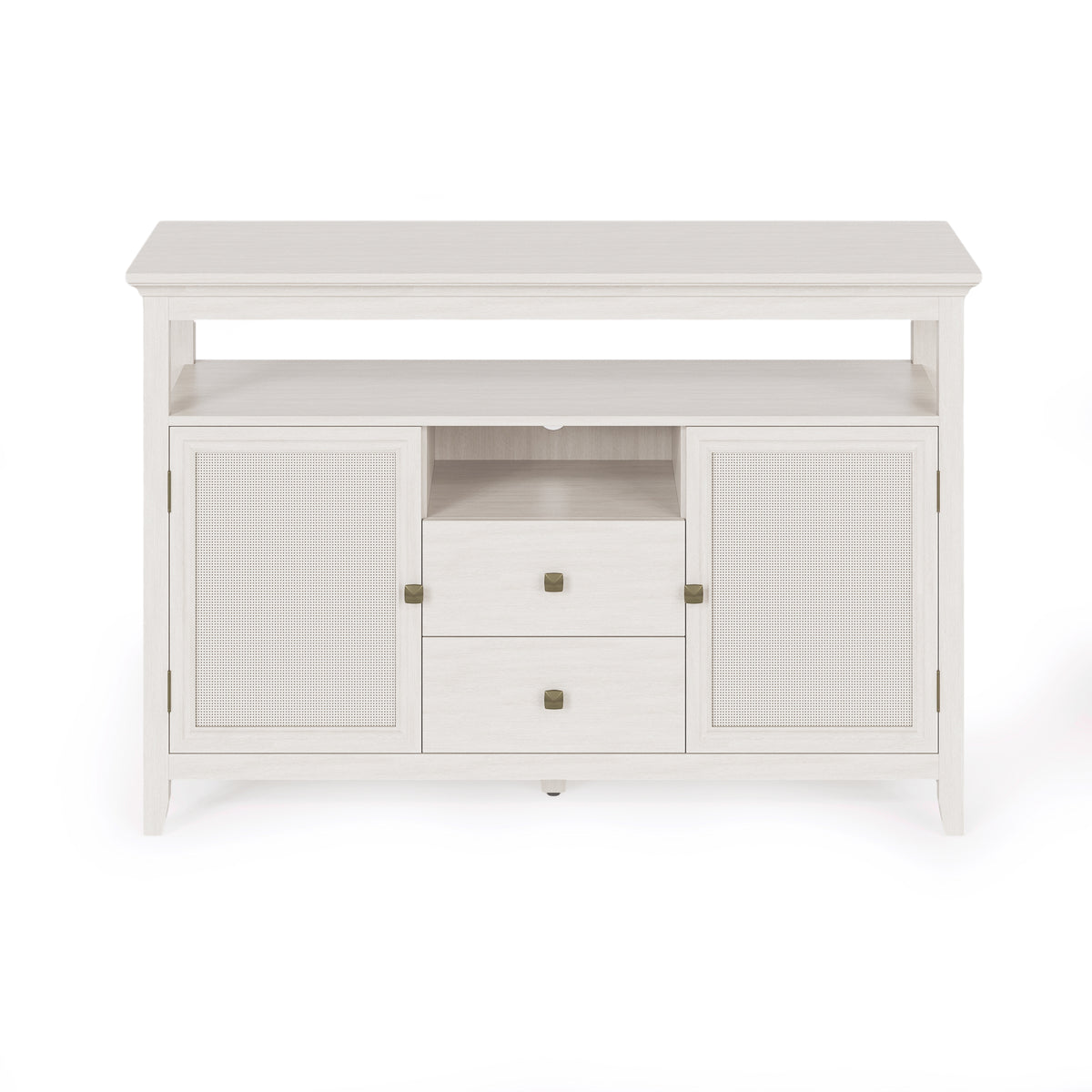 Royalcraft Farmhouse Rattan Storage Cabinet, Boho Sideboard Cabinet with Doors & Drawers, Buffet Cabinet with Adjustable Shelves, Accent Cabinet for Kitchen, Dining Room, Living Room, Grayish White