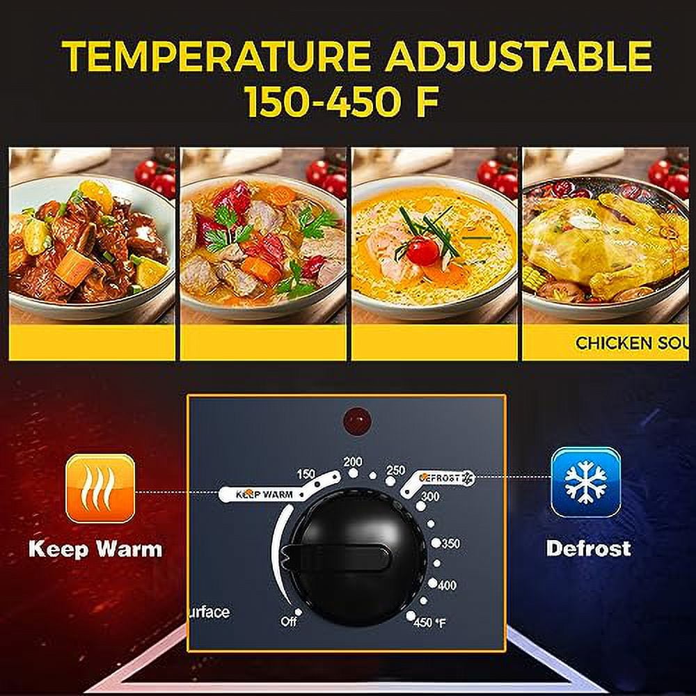 Royalcraft 26 Quart Electric Turkey Roaster Oven with Visible & Self-Basting Lid, Stainless Steel,Black