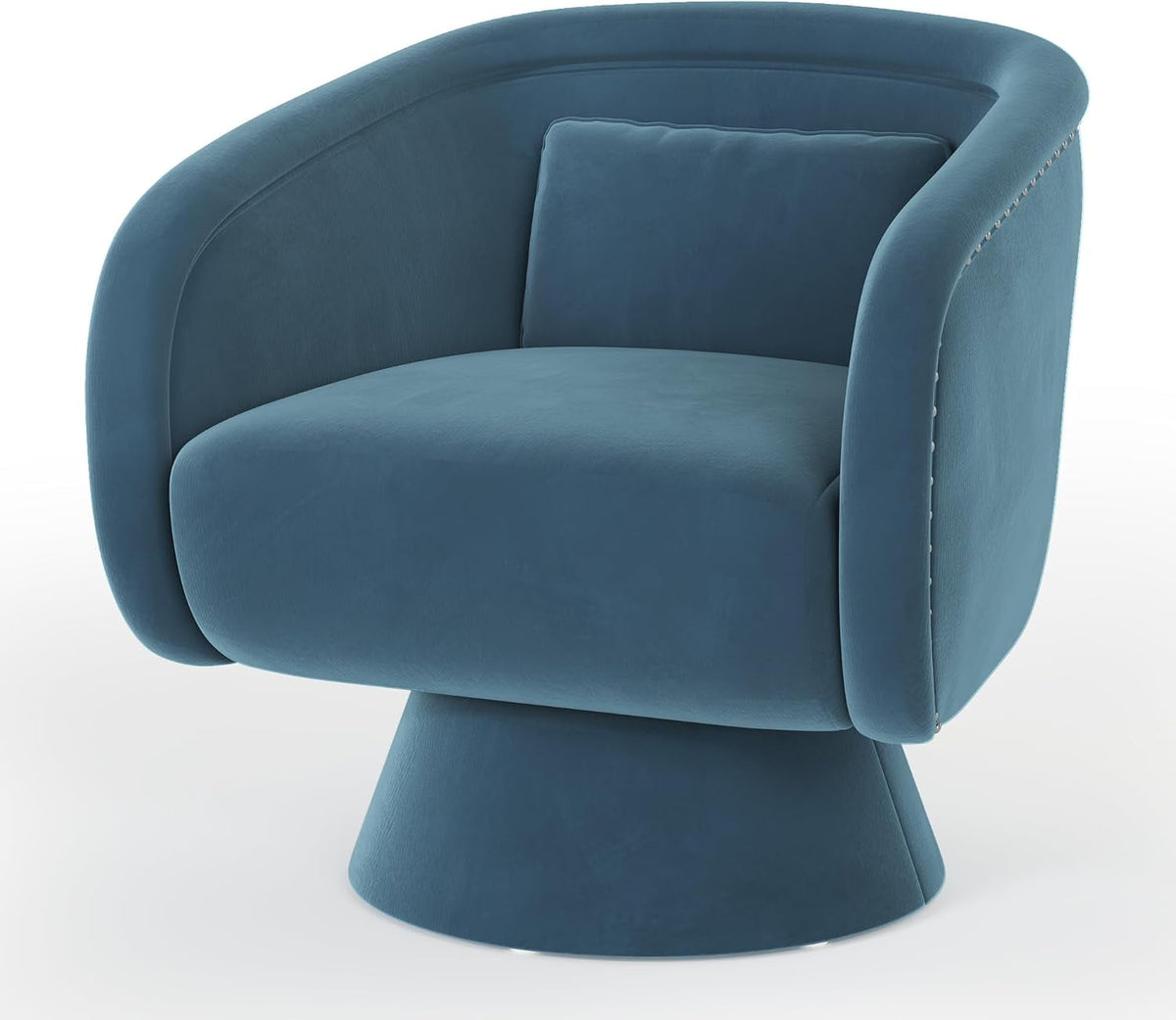 Superjoe Swivel Barrel Chair,360 Degree Swivel Accent Chair, Modern Round Chair with Pillow, Comfy Fabric Living Room Chairs for Bedroom, Office, Blue