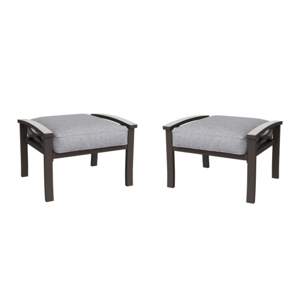 Royalcraft 2 Pieces Metal Outdoor Patio Ottoman Set, Outdoor Foot Stools with Thick Cushion, Small Seat Furniture for Porch Balcony Backyard