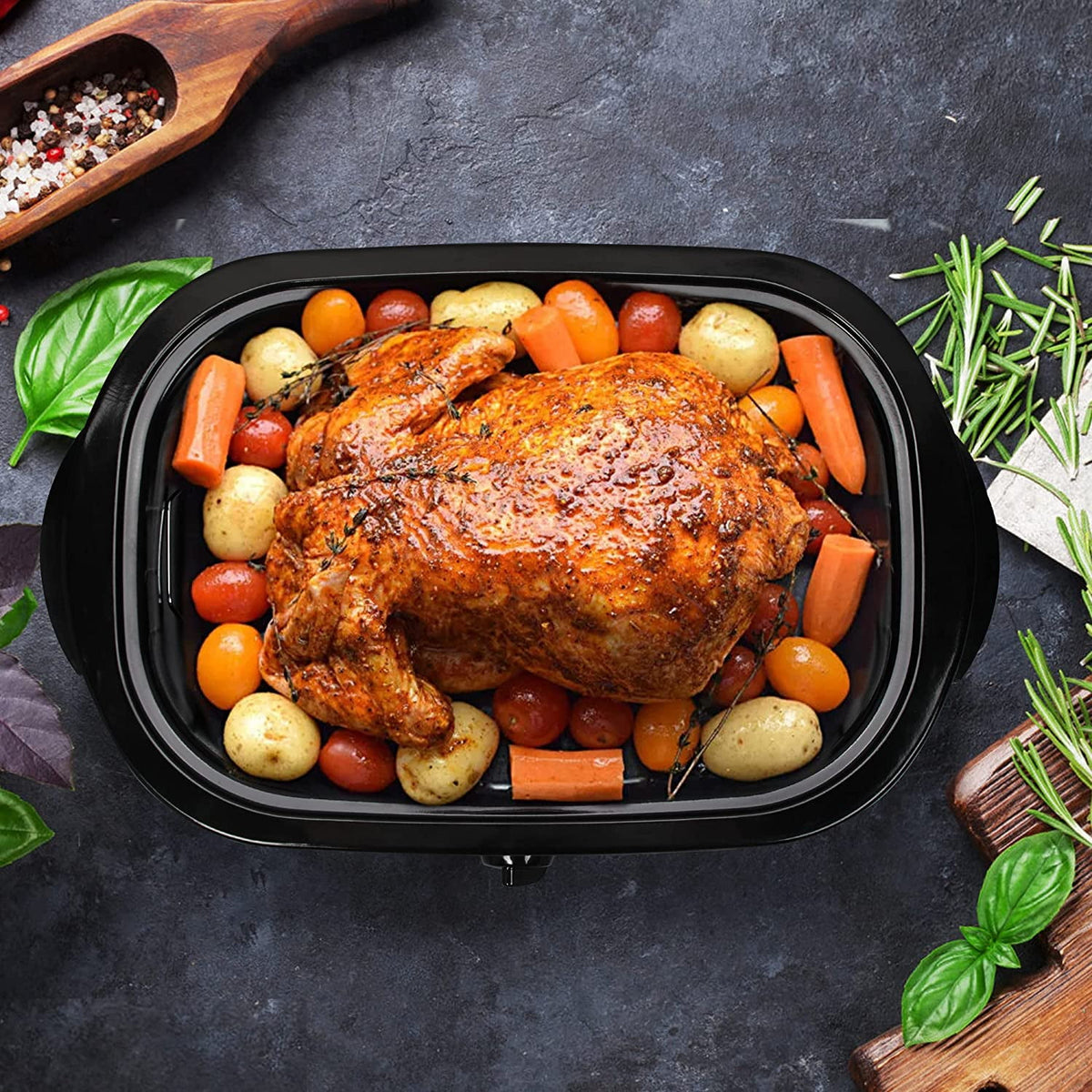 Royalcraft 22 Quart Electric Turkey Roaster Oven with Visible & Self-Basting Lid, Stainless Steel