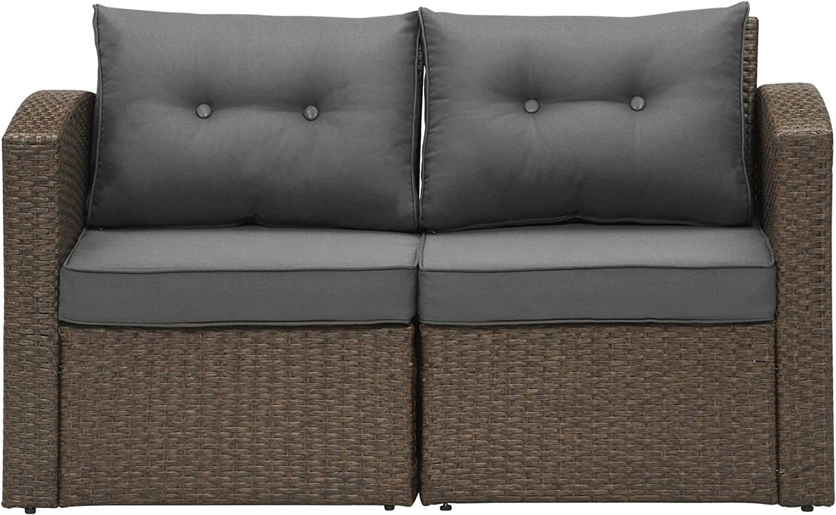RoyalcraftPatio Wicker Loveseat 2-Seater Sofa, Rattan Wicker Sofa for 2 Persons with Cushions for Garden, Beach, Balcony and Poolside, Aluminum Frame