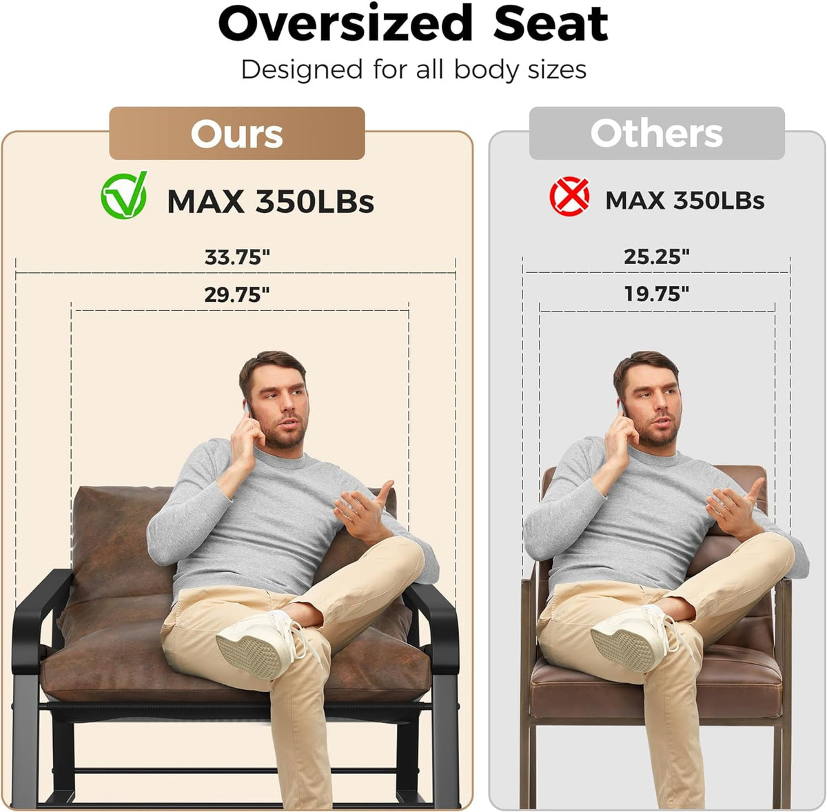 Royalcraft Modern Accent Chair, Comfy Armchair with Cushion and Metal Frame, Lounge Sofa Chair for Living Room, Bedroom, Home Office, Beige