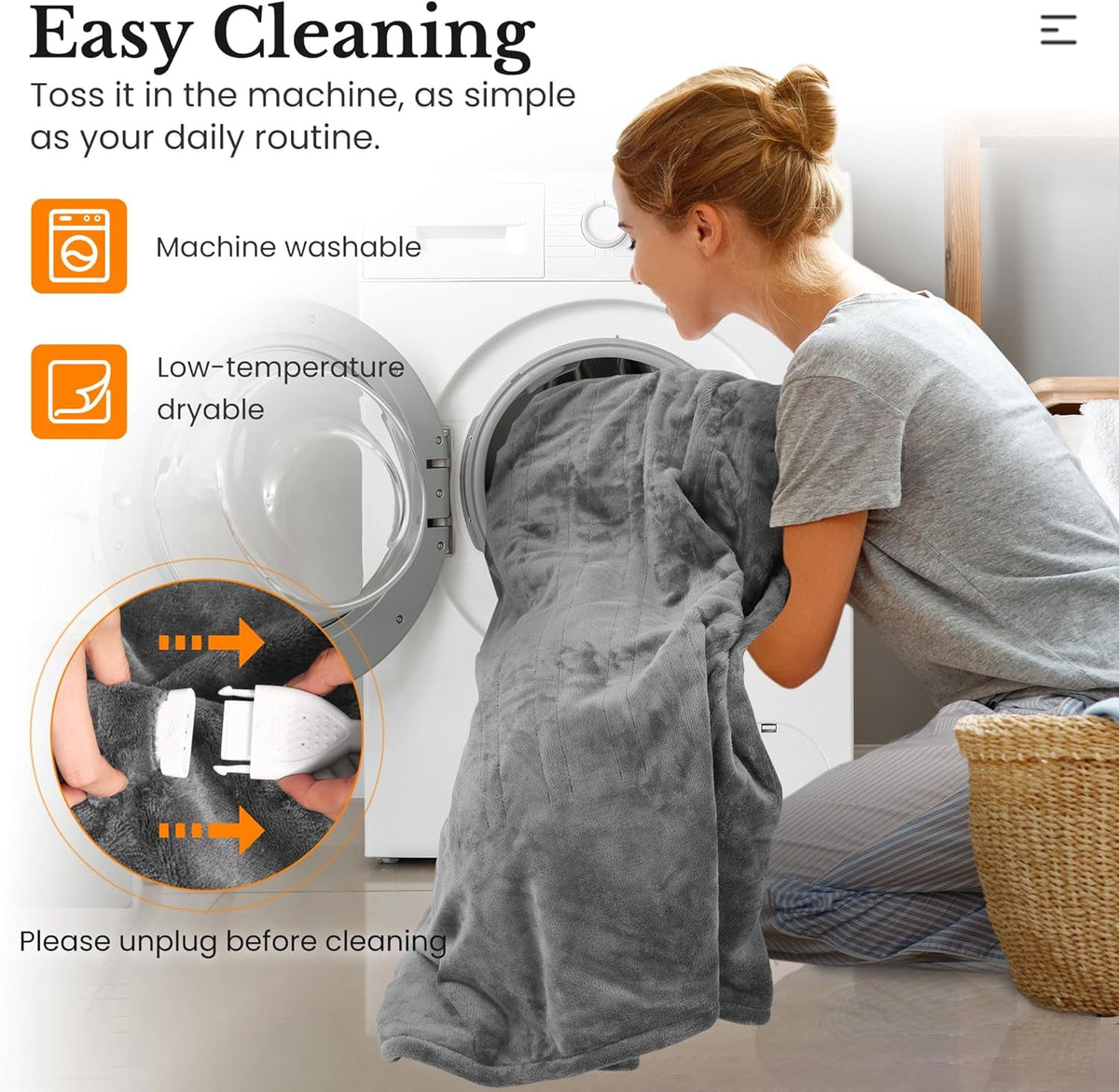 Royalcraft Electric Heated Blanket, 84" x 62" Twin Size Electric Blanket with 10 Heating Levels and 12 Hours Auto-Off, Soft Flannel Blanket with ETL & FCC Certification, Grey