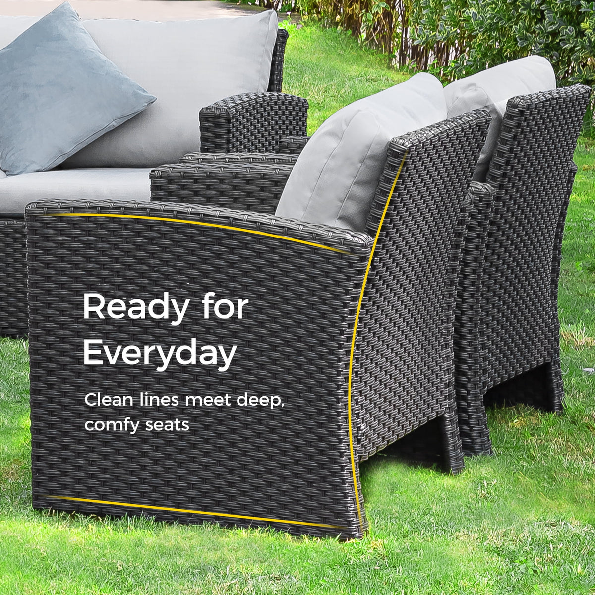Royalcraft 8 Pieces Patio Furniture Set, All Weather PE Wicker Rattan Outdoor Sectional Sofa with Loveseat and Cushion, Outdoor Furniture for Lawn Backyard Poolside Porch
