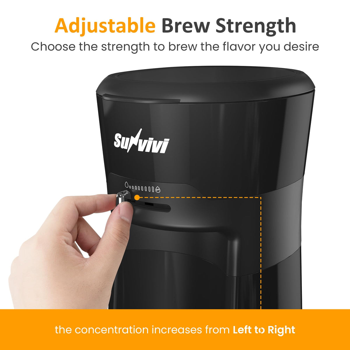 Royalcraft 20 Oz Iced Coffee Maker for Ground Coffee, Cold Brew Tea Maker with Reusable Coffee Filter and Insulated Pitcher, Single Serve Machine for Home, Strength Control for Flavor, Black
