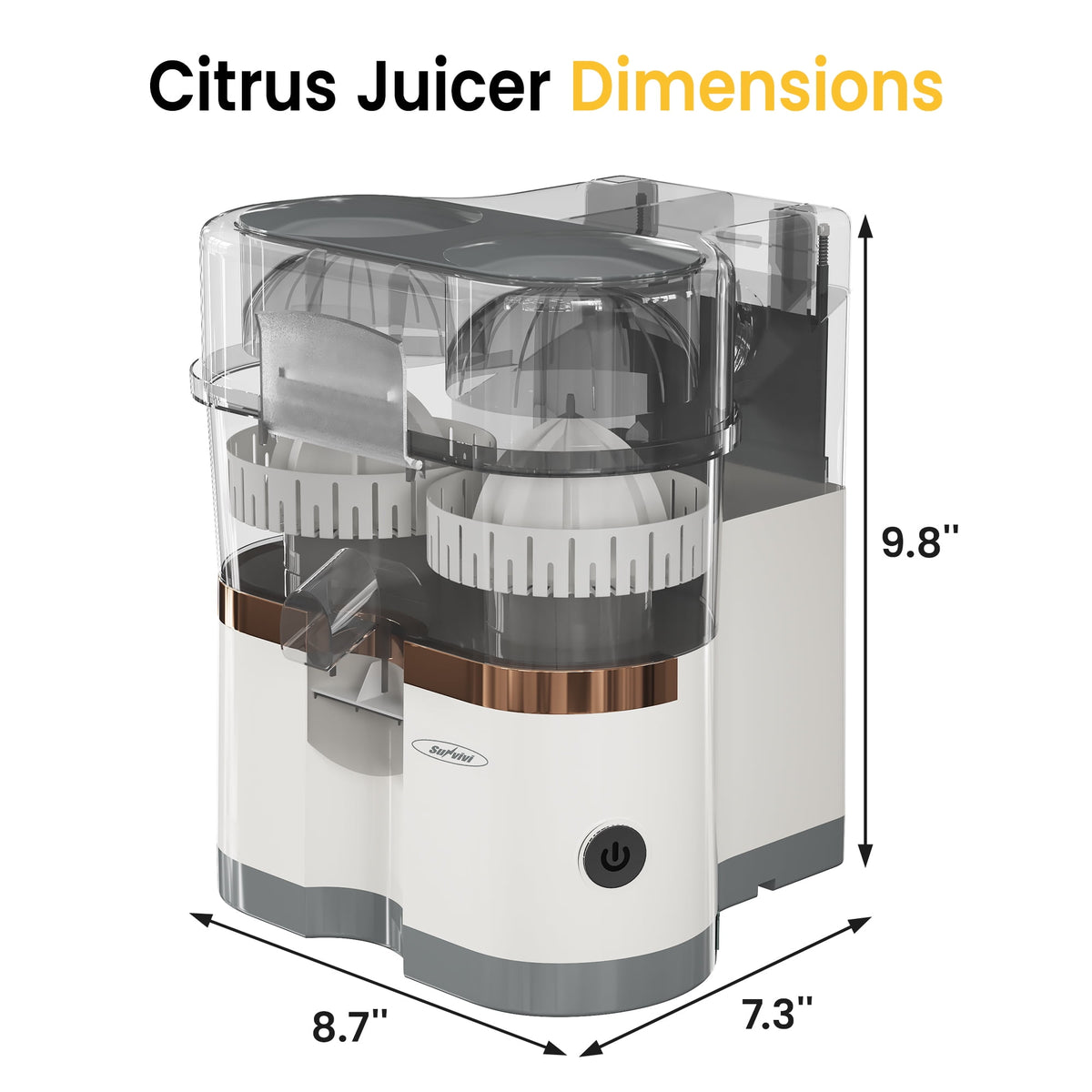 Royalcraft Dual-Head Electric Citrus Juicer, Plug-in Model Juicer Machine with Cleaning Brush, Portable Lemon Squeezer for Fresh Orange, Lemon, Lime, Kiwi, Grapefruit, Easy to Clean