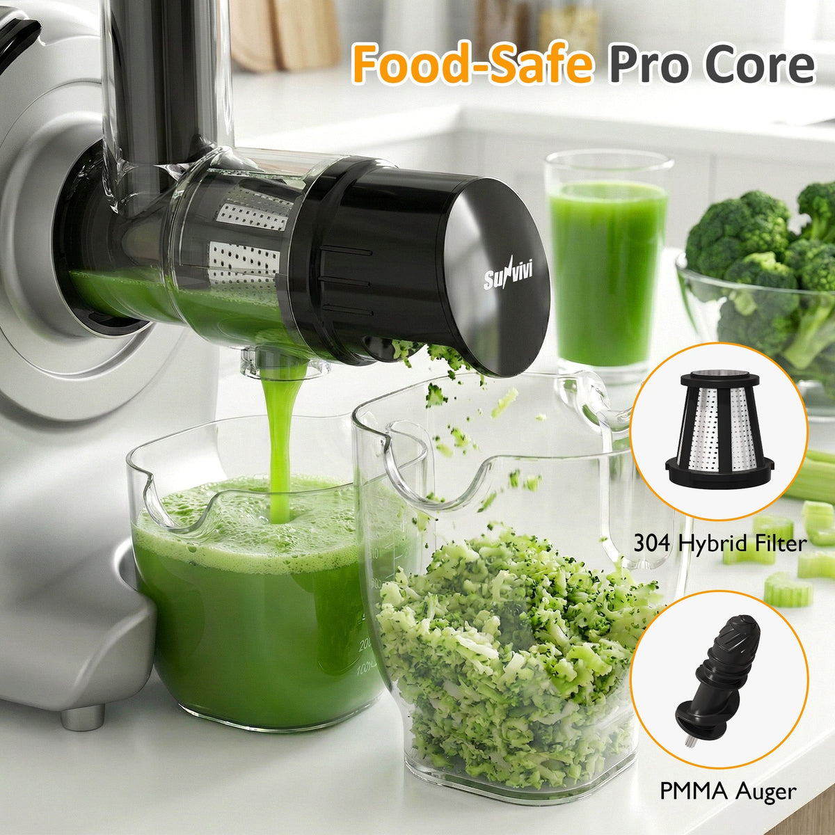 Royalcraft 4-in-1 Stand Mixer 5.3QT with Fermentation, Electric Dough Mixer with Juicer, Meat Grinder & Salad Maker