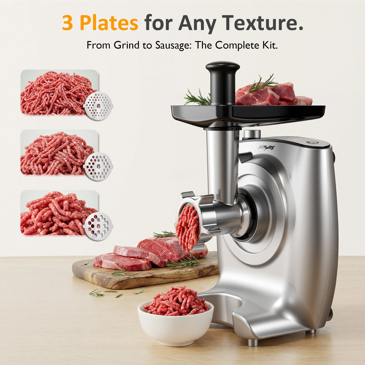 Royalcraft 4-in-1 Stand Mixer 5.3QT with Fermentation, Electric Dough Mixer with Juicer, Meat Grinder & Salad Maker