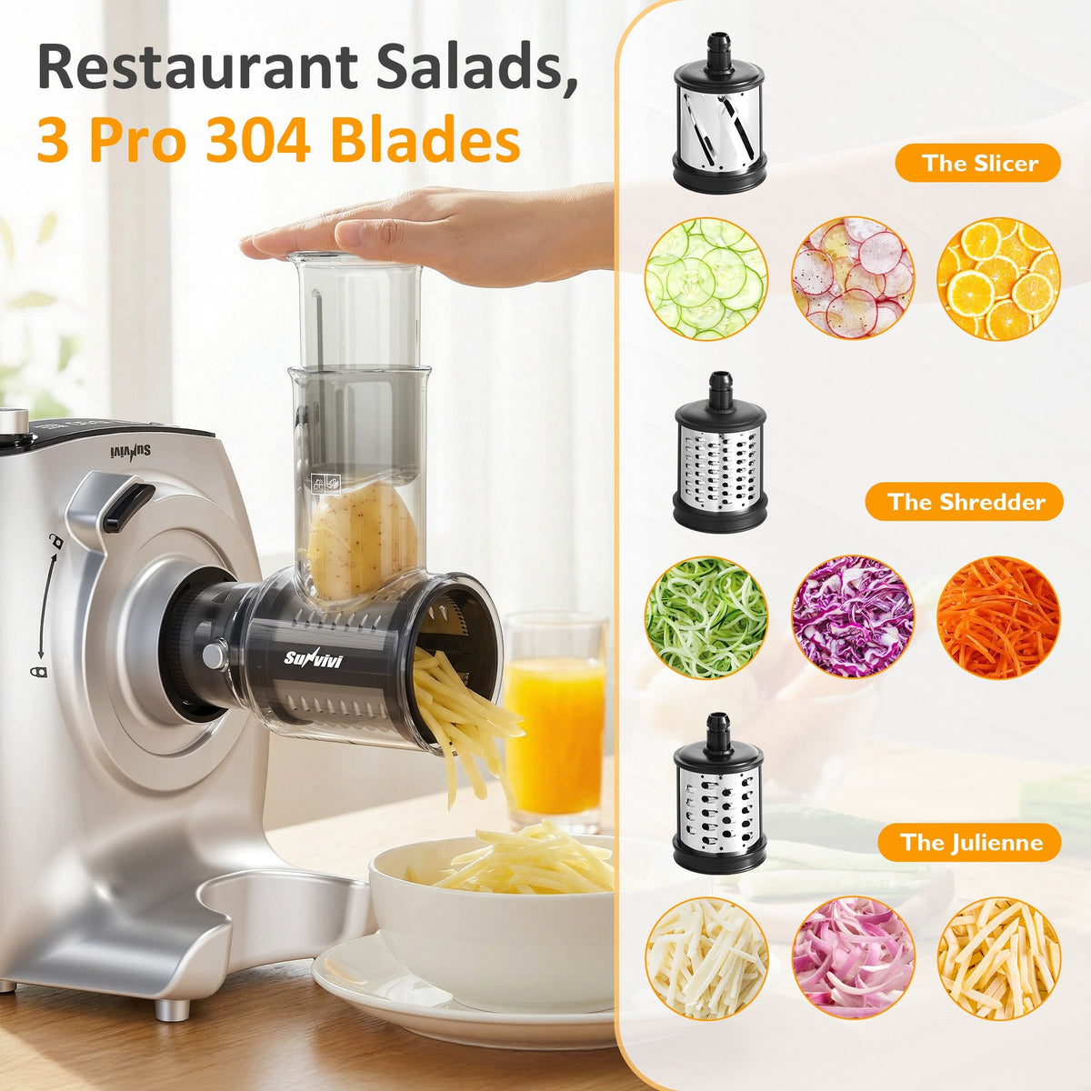 Royalcraft 4-in-1 Stand Mixer 5.3QT with Fermentation, Electric Dough Mixer with Juicer, Meat Grinder & Salad Maker